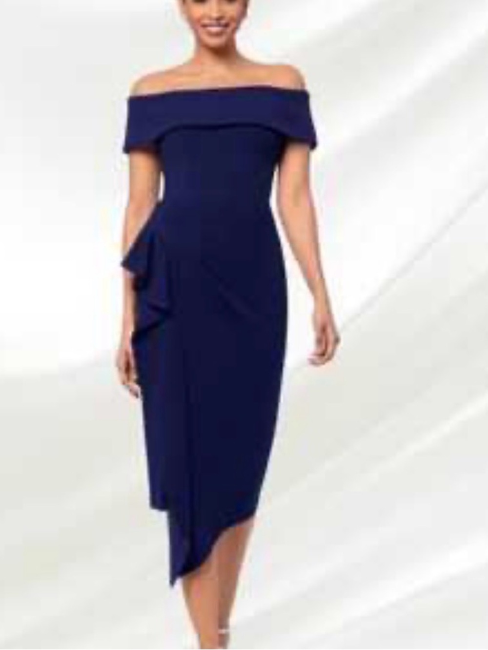 Betsy & Adam Navy  Fold-Over Sheath Dress